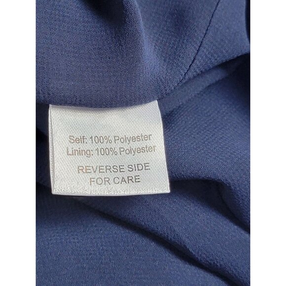 Neiman Marcus Womens Navy Blue Halter Cold Shoulder Chiffon Dress Large New $189 - Picture 5 of 10